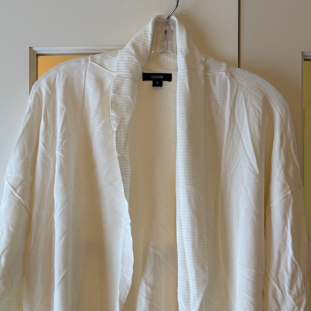 NWT 2X Alfani Ivory Off white Open Front Cardigan Sweater